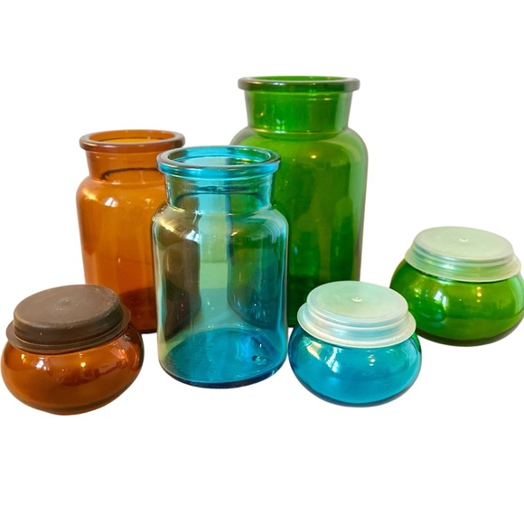 MCM Apothecary Jars Mid Century Glass Storage Canister Vintage Mushroom Lid - Picture 4 of 7
